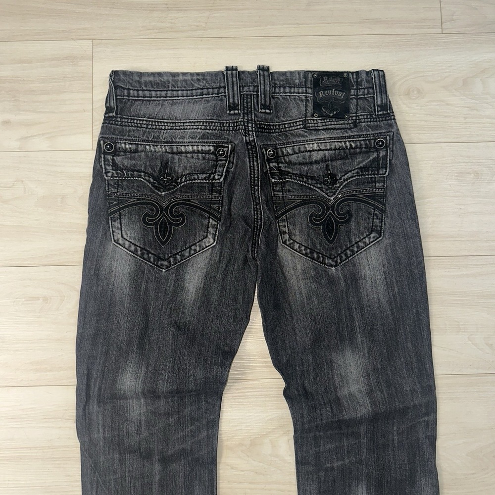 Rock Revival Cooper Straight Leg Thick Stitch Jeans Size 34 fits 36x31